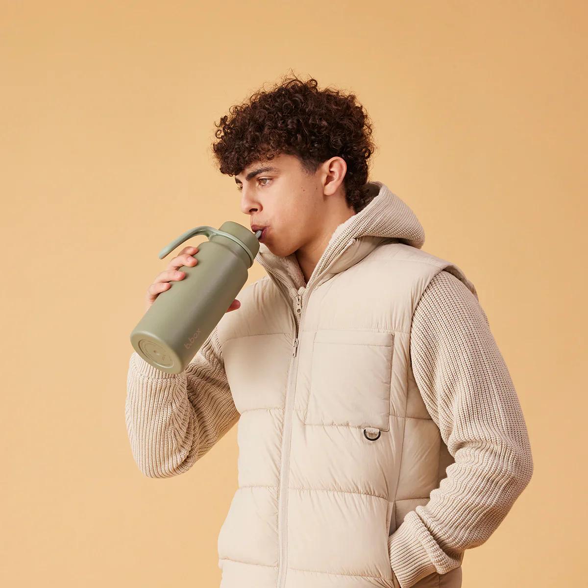 34oz insulated water bottle with flip top - olive - Image 2