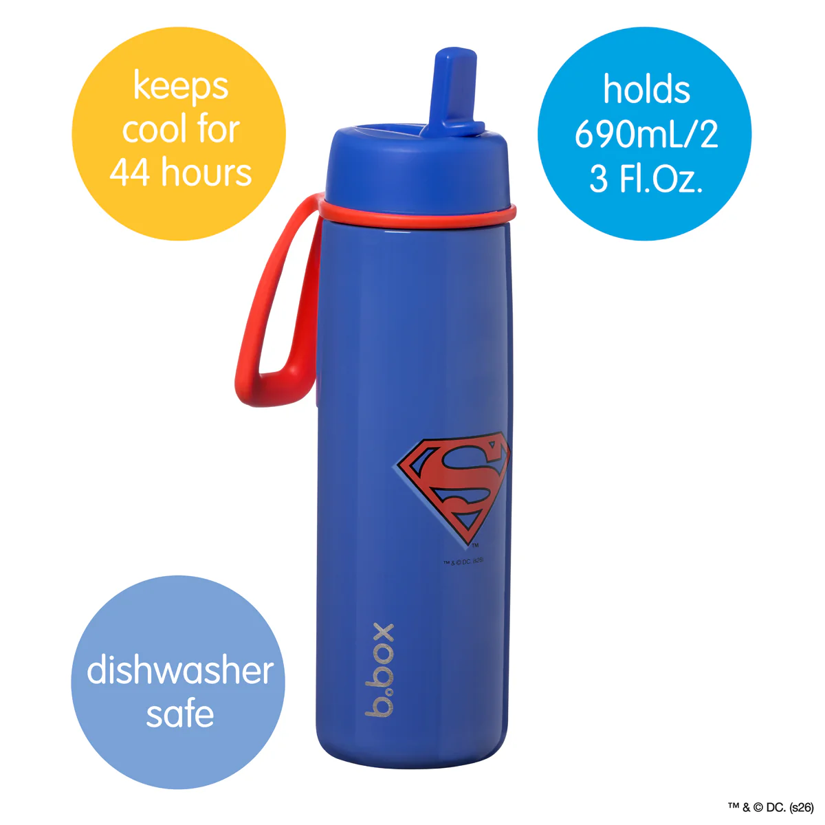 Superman by b.box - 23oz insulated water bottle with flip top - Image 5